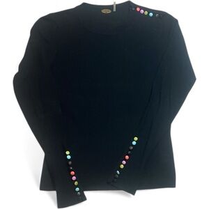 Tencel Wool Blend Sweater with Colorful Button Accents sz M